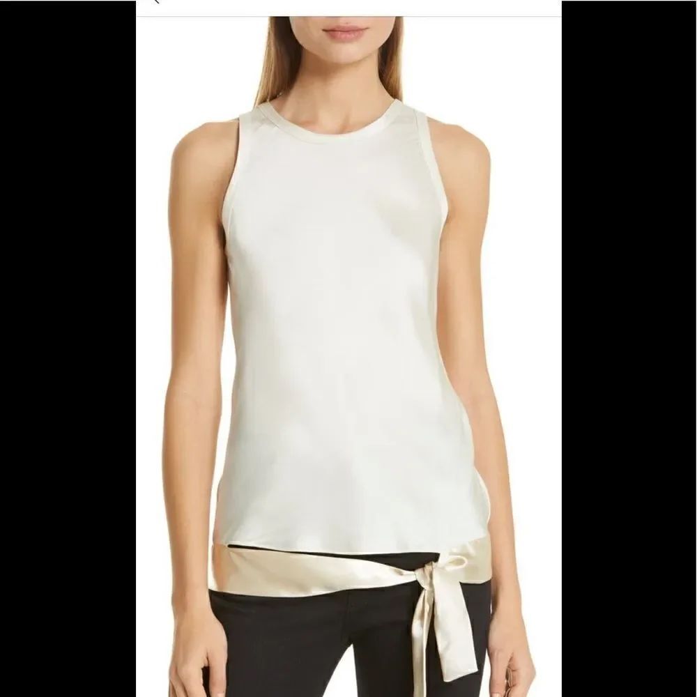 💖Helmut Lang Women’s hem drape sleeve less crew neck elegant tank size S, NWT